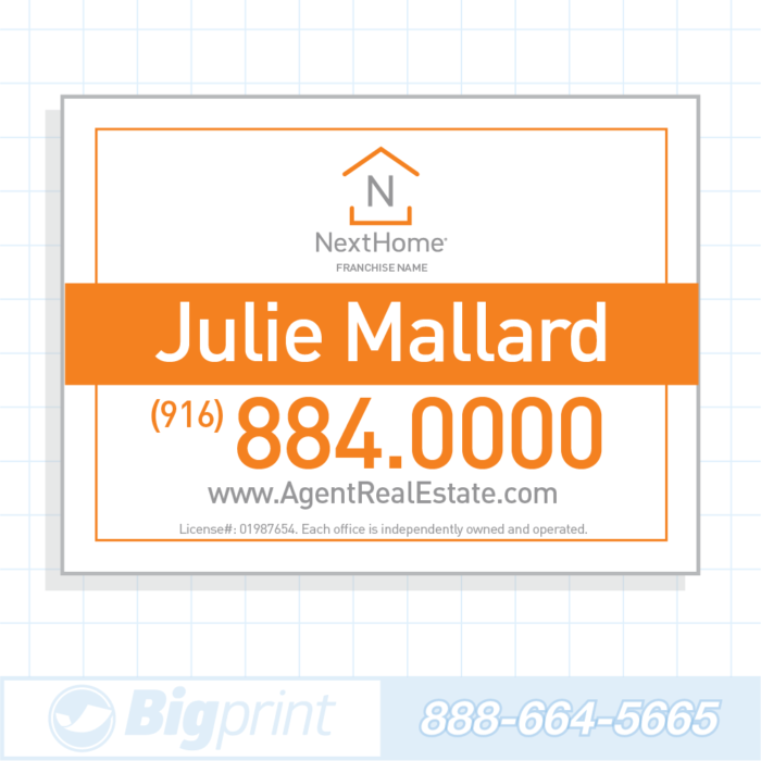 Professional white Nexthome Real Estate sign 18 x 24 inches