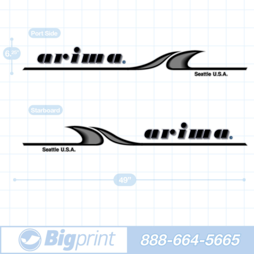 Arima boat decals replacement perfect match Seattle USA